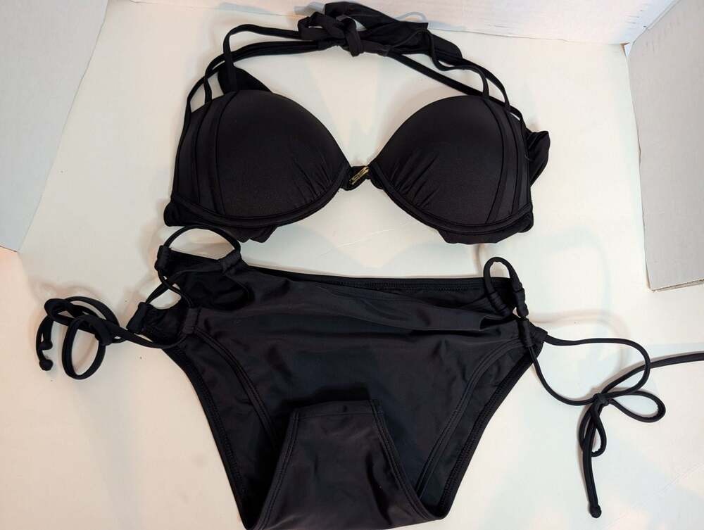 Beach Bunny halter 3 strap top Relleciga tie up Bottoms bikini Set Size M/L